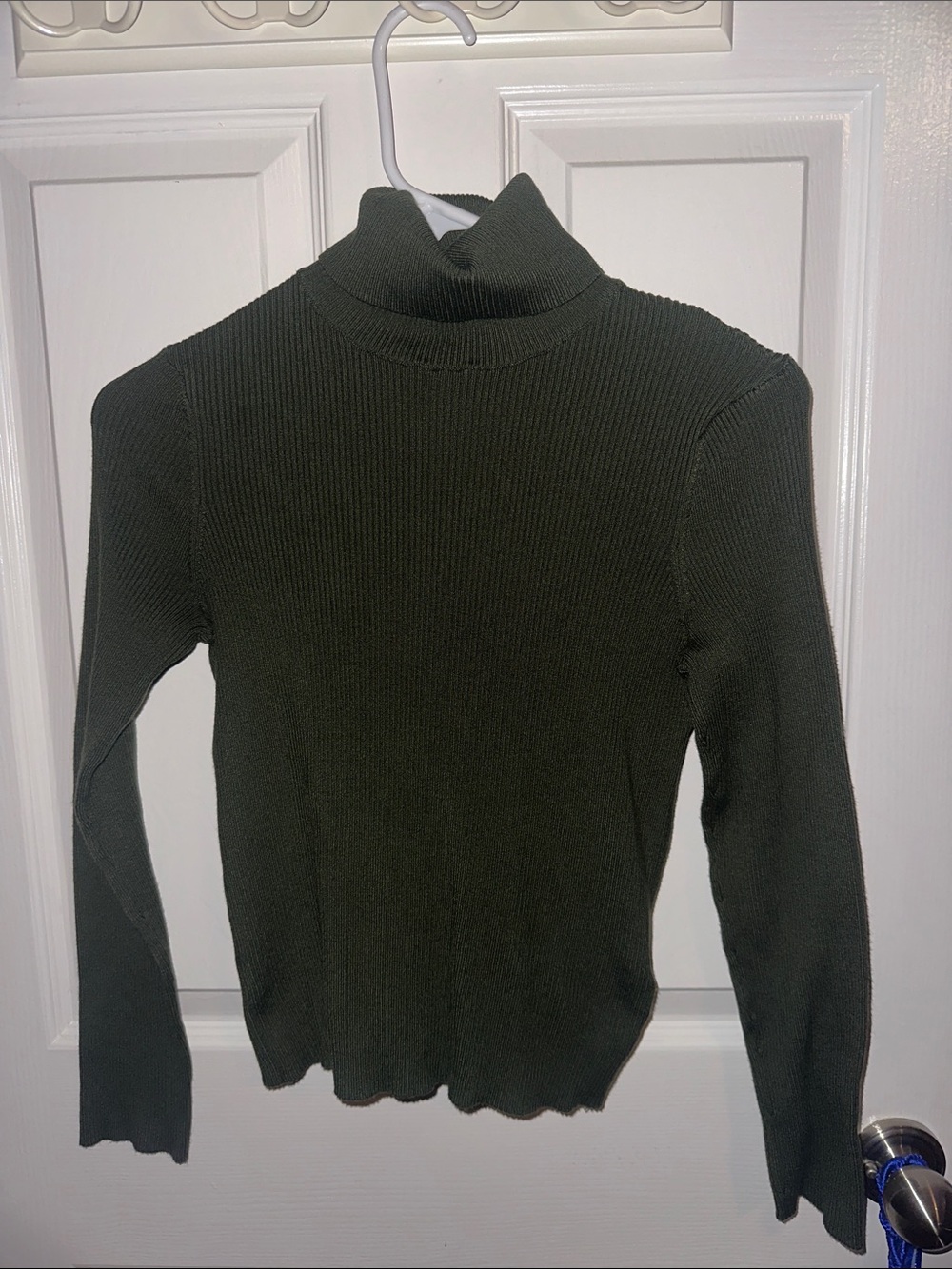 Divided Olive Green Ribbed Turtleneck Sweater